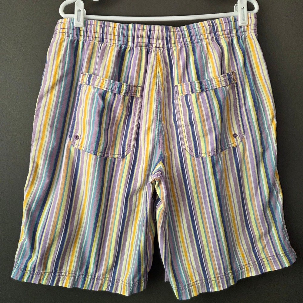 Free People Striped Saylor Poplin Pull On Shorts Purple Yellow Blue‎ Medium - Picture 2 of 6